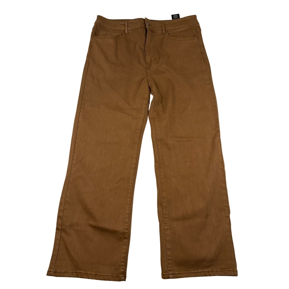 Well Worn Womens High Rise Wide Leg Pants Tobacco Brown Size 14/34 Stretch 2566